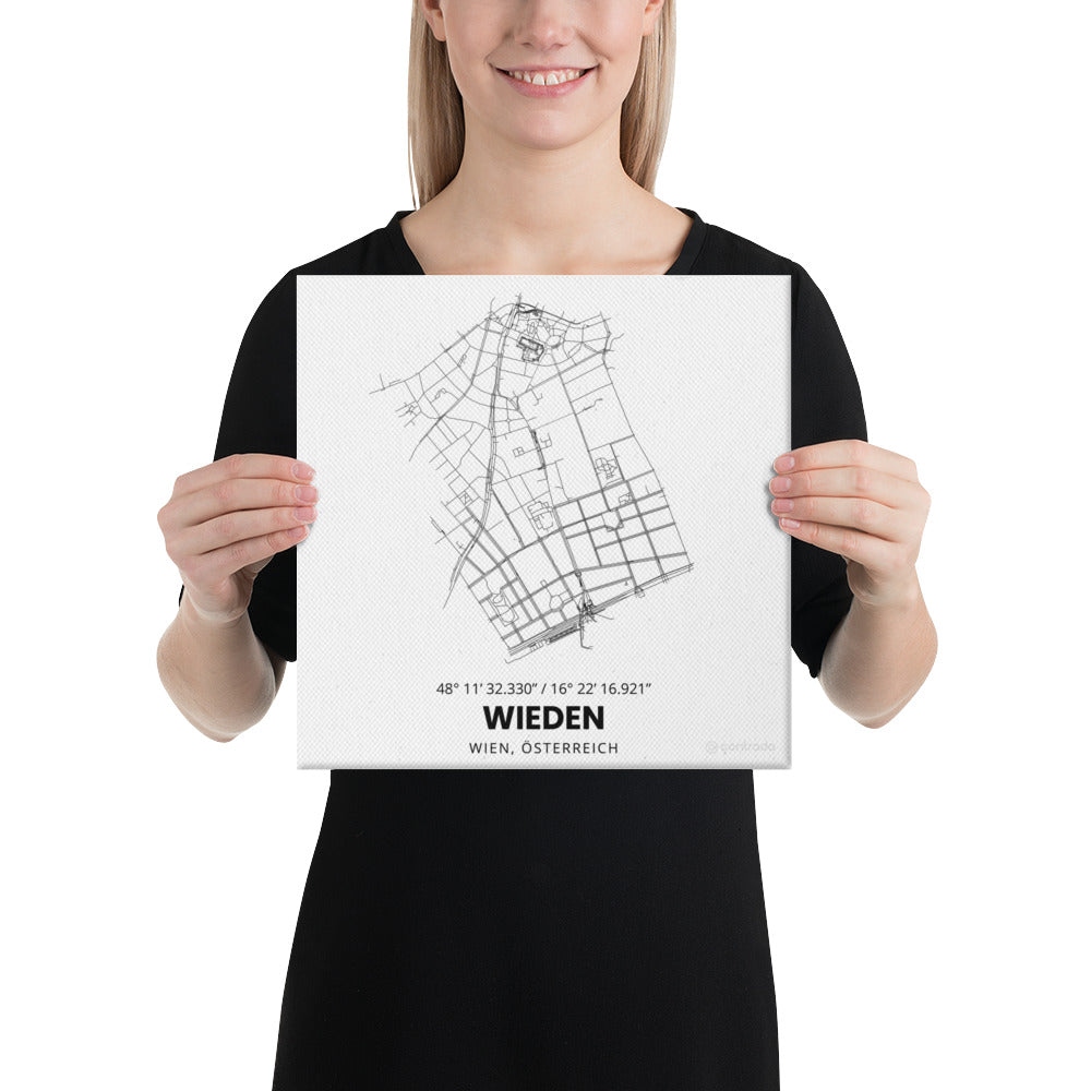 04., Wieden, Wien, "Bezirk auf Lienwand", Wanddeko (Weiß)