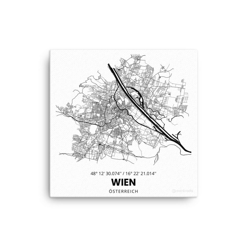 00., Vienna, Wien, "Bezirk auf Leinwand”, Wanddeko (Weiß)