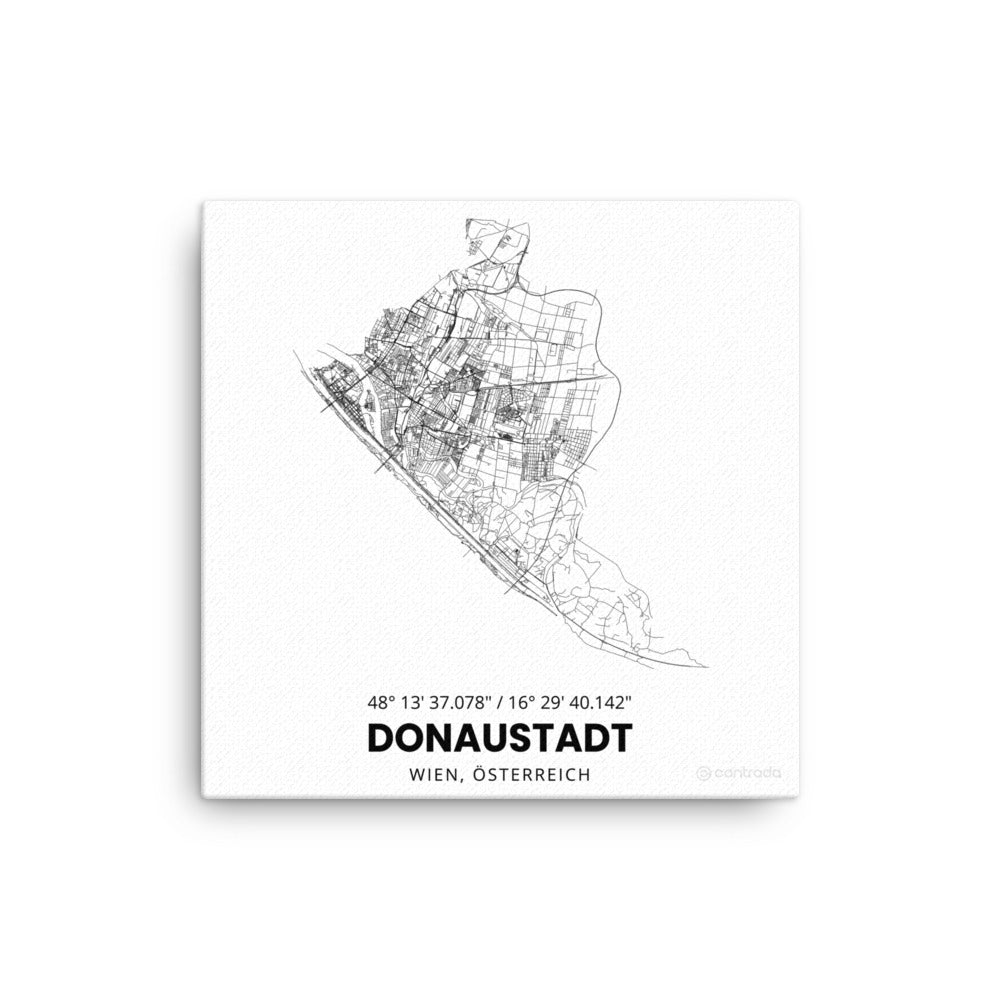 22., Donaustadt, Wien, "Bezirk auf Leinwand", Wanddeko (Weiß)