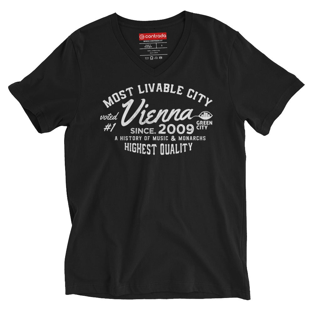 00., Vienna, Wien, "Most Livable City", Modern Basic, Unisex-T-Shirt mit V-Ausschnitt