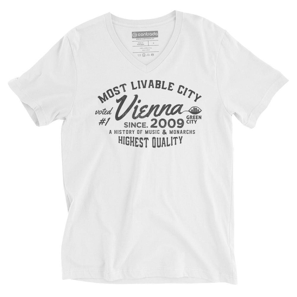 00., Vienna, Wien, "Most Livable City", Modern Basic, Unisex-T-Shirt mit V-Ausschnitt