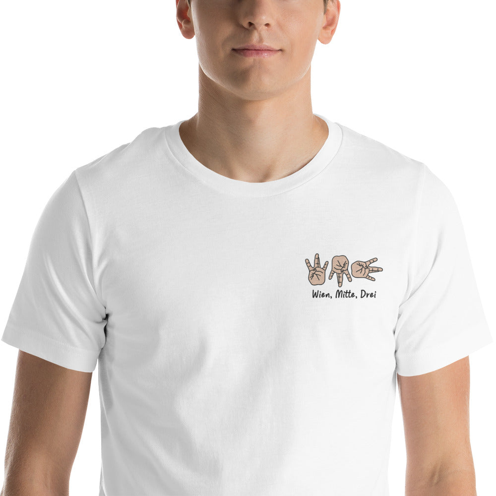 03. Landstrasse, Wien, „Wien Mitte Drei", Modern Basic, Besticktes T-Shirt