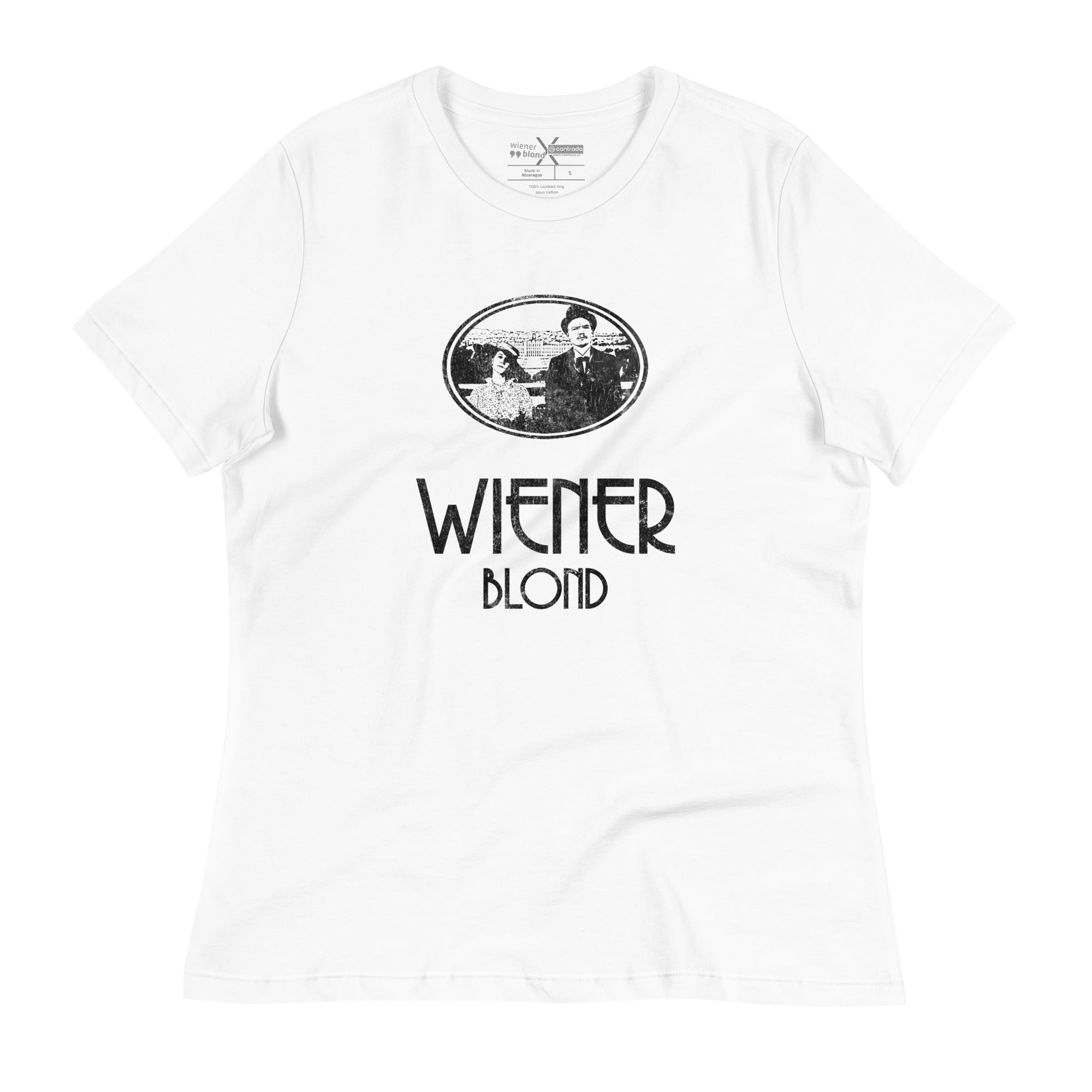 Wiener Blond, „Band Tee“, Premium Lockeres Damen T-Shirt