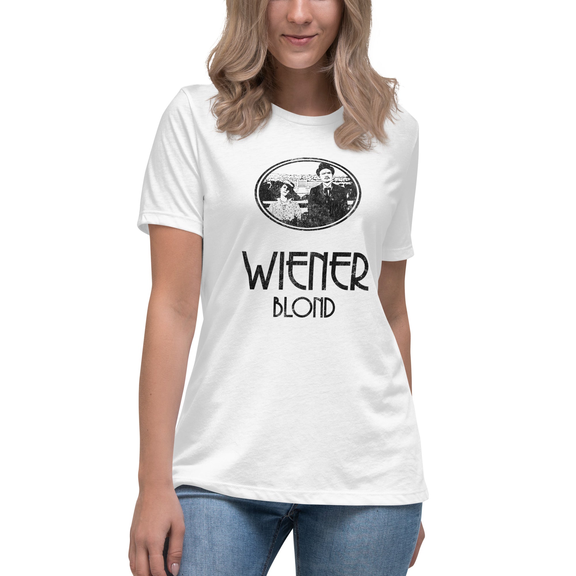 Wiener Blond, „Band Tee“, Premium Lockeres Damen T-Shirt